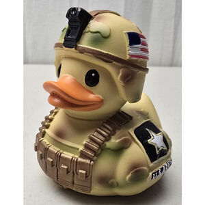 Hand-Painted Army Military Tribute Duck Resin Statue – 4” Collectible Decor